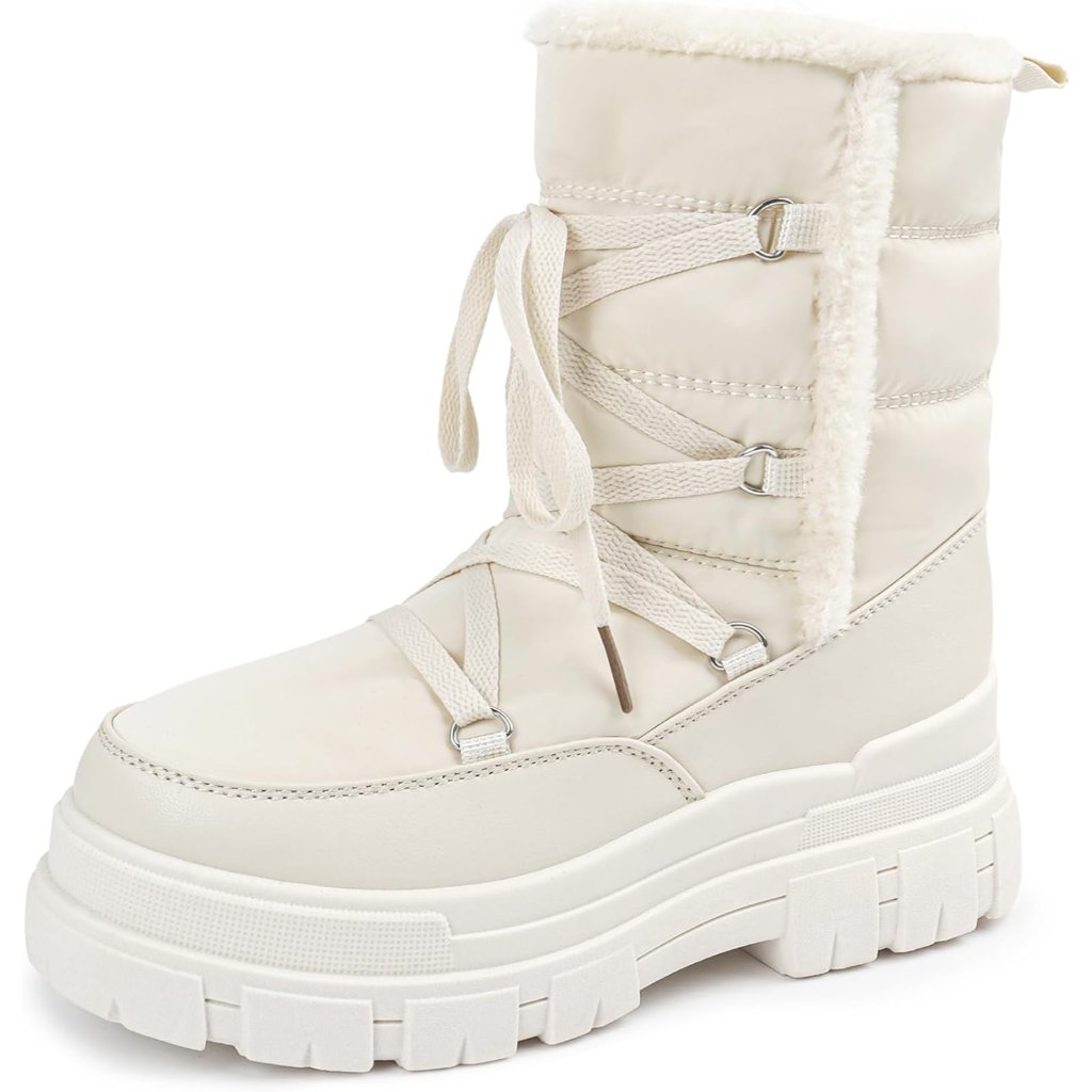 Winter Boots For Women Waterproof, Snow Boots For Women, Womens Mid Calf Low Hee